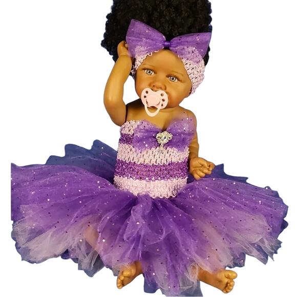 BLACK FRIDAY SALE Baby TuTu Dress & Headband Set Purple & Lav Sz NB - 6 Mos NWT - Picture 1 of 10